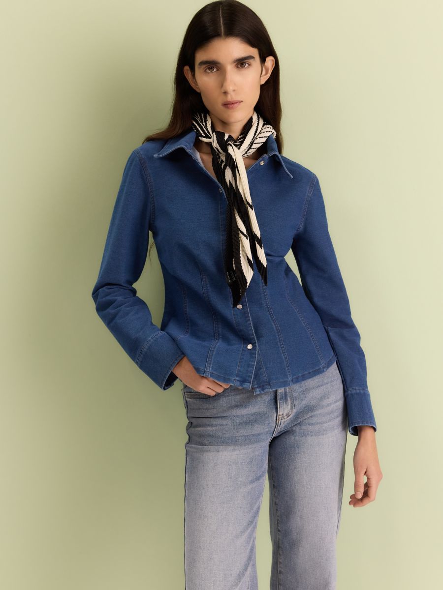 Denim shirt with darts