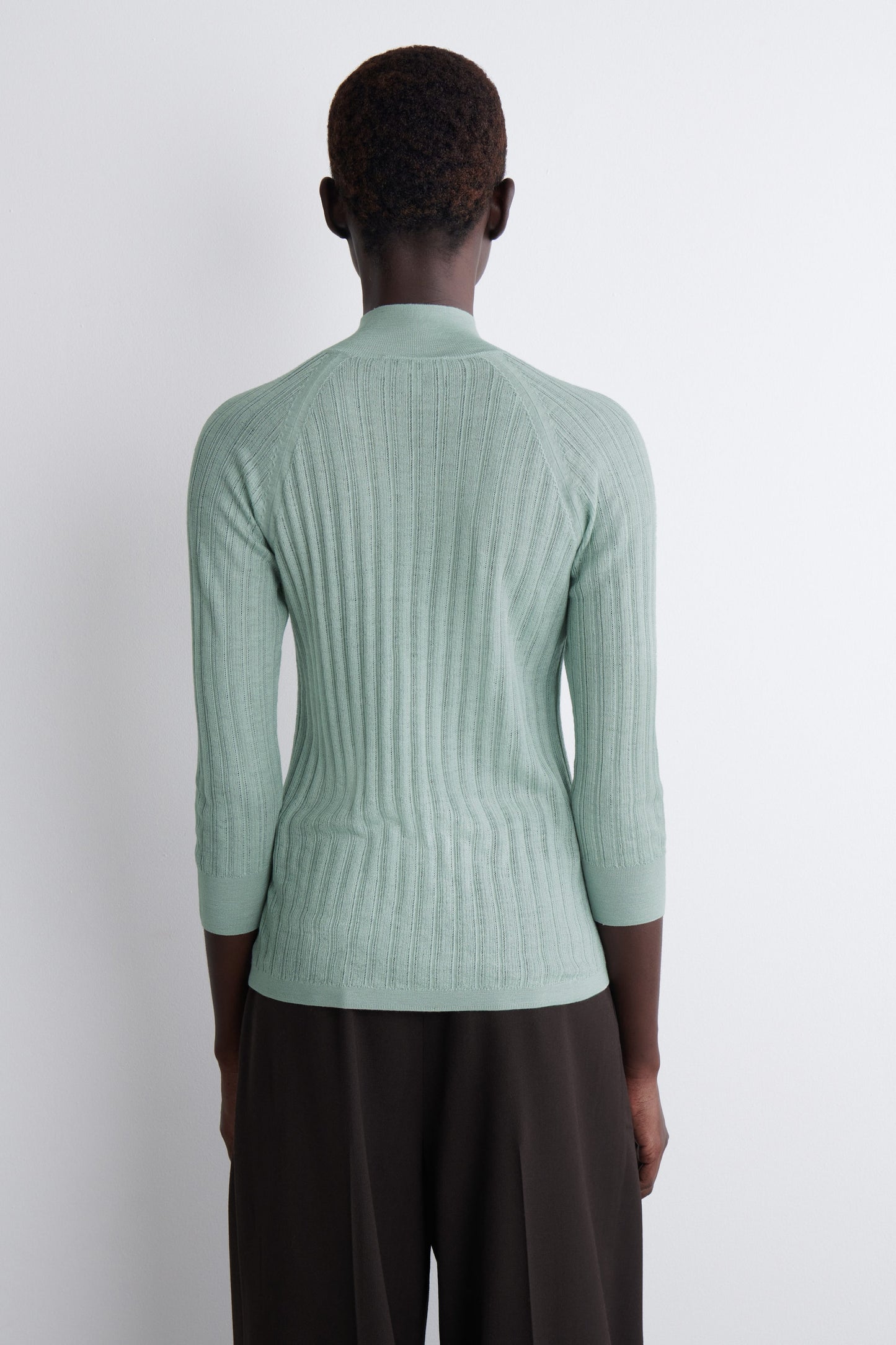 Sheer Ribbed-Knit Top