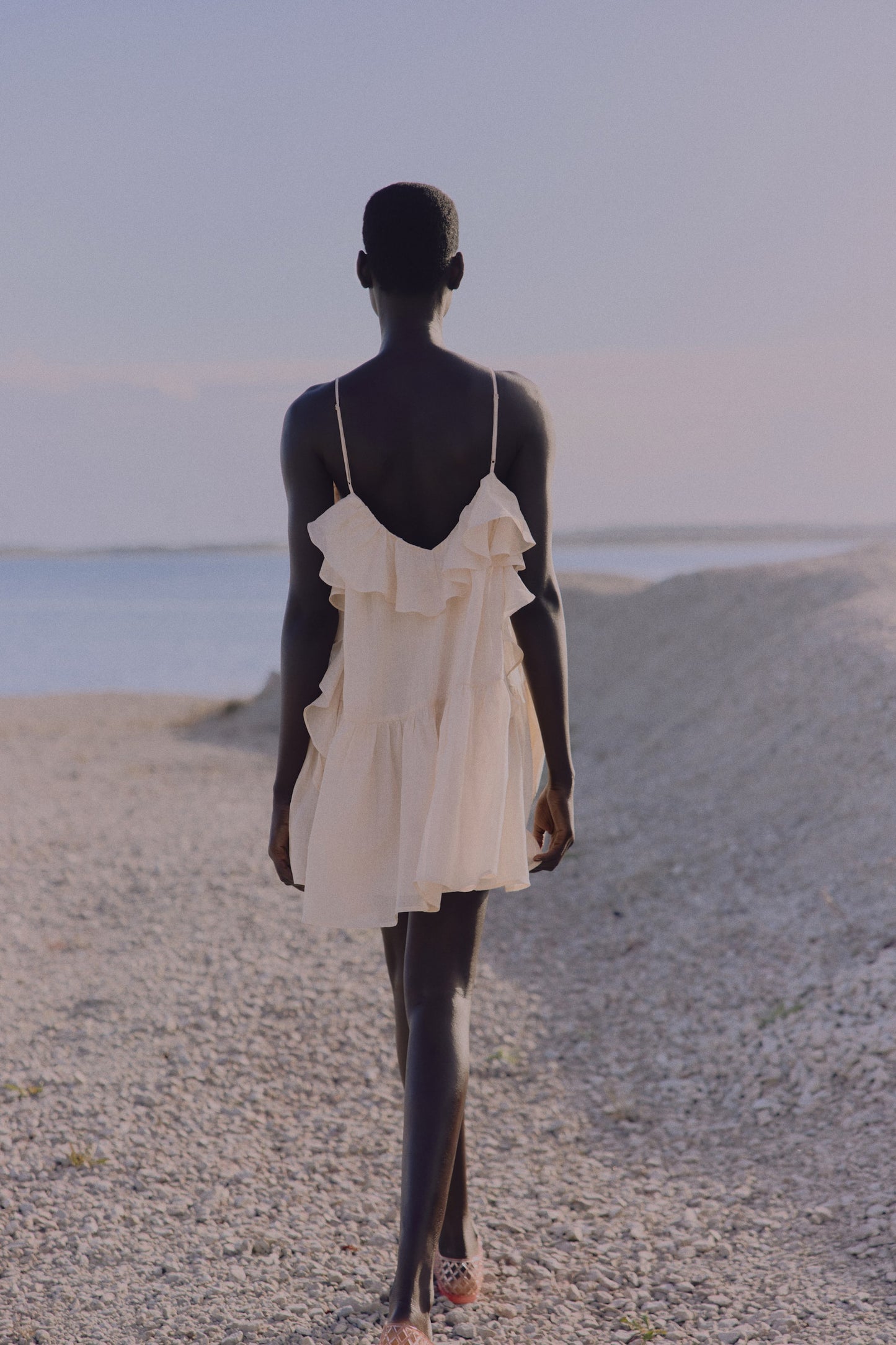 Flounced ramie dress