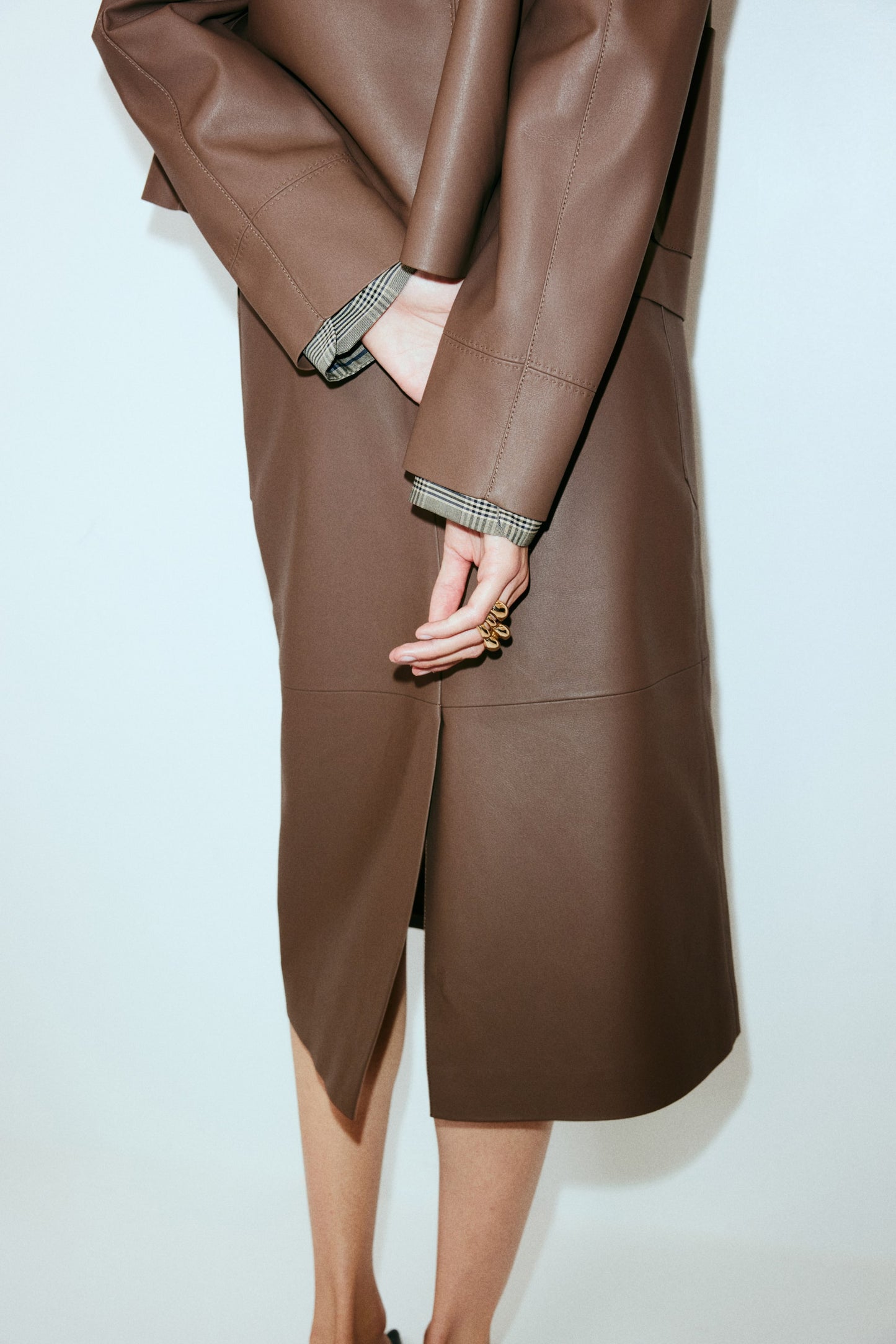 Coated midi skirt