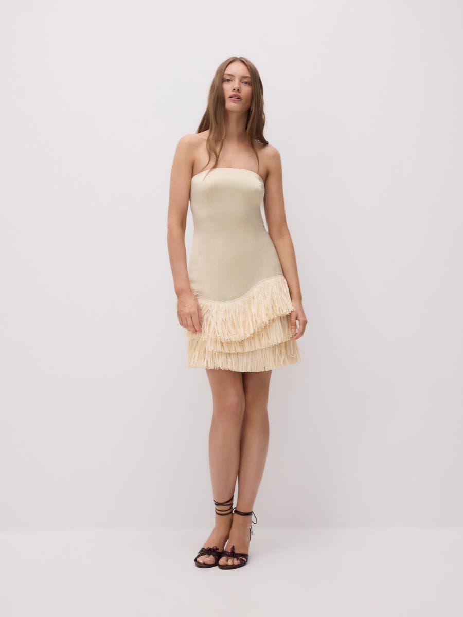Bandeau dress with fringes