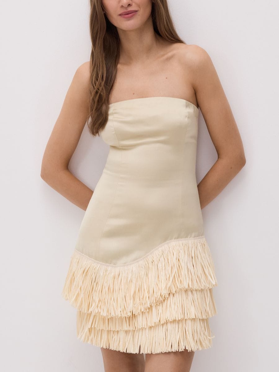 Bandeau dress with fringes