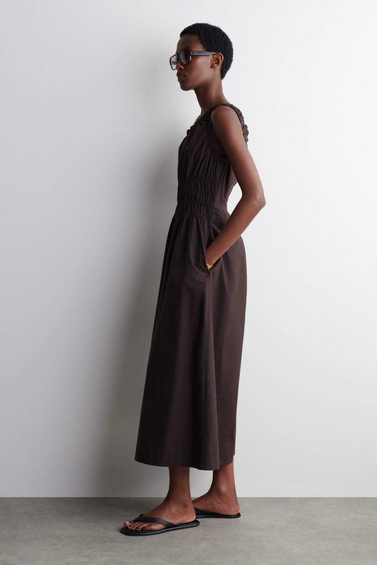 Shirred cotton jumpsuit