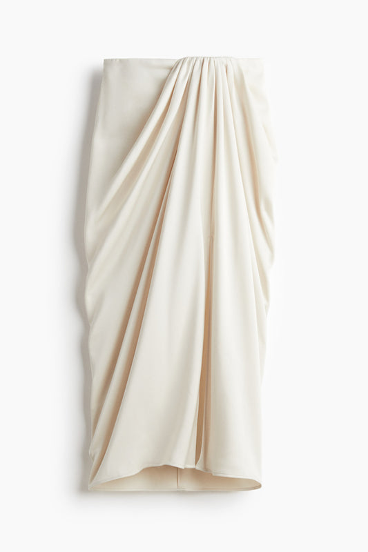 Draped satin skirt