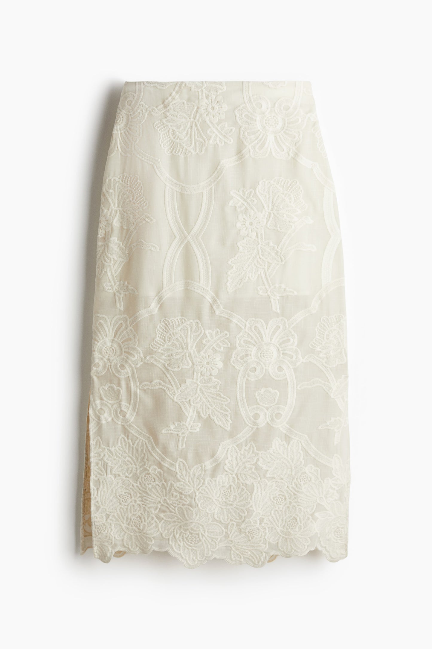 Embroidered pencil skirt
