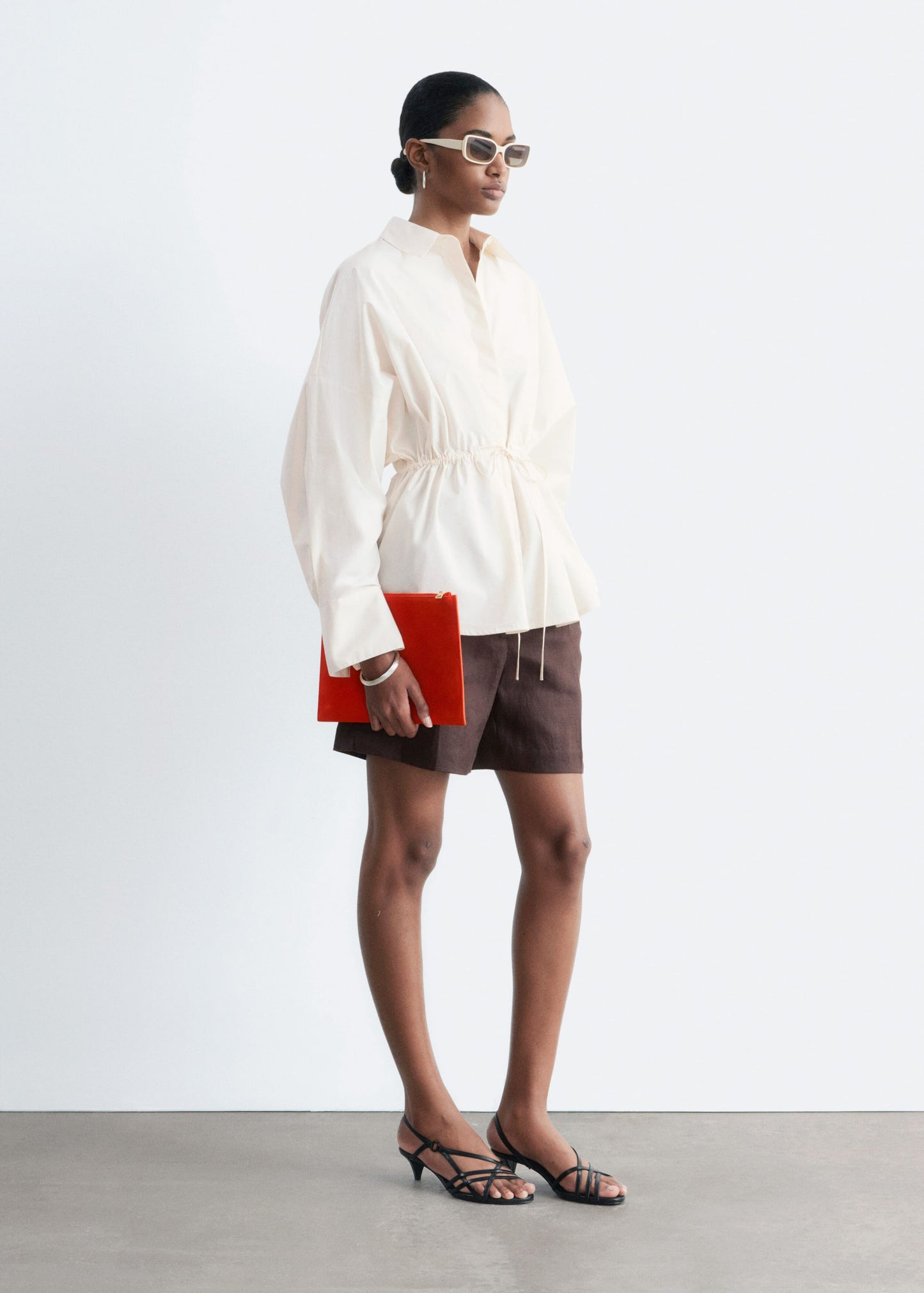 Cotton Poplin Drawstring Shirt