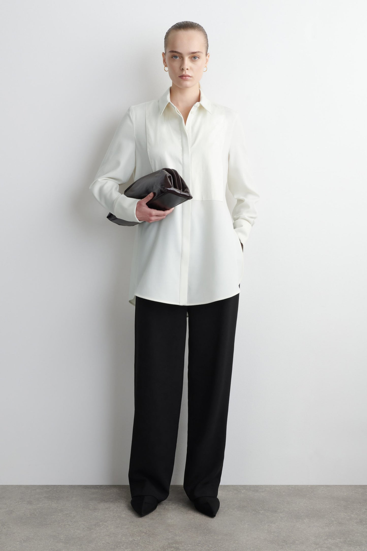 Wool-Blend Tuxedo Shirt