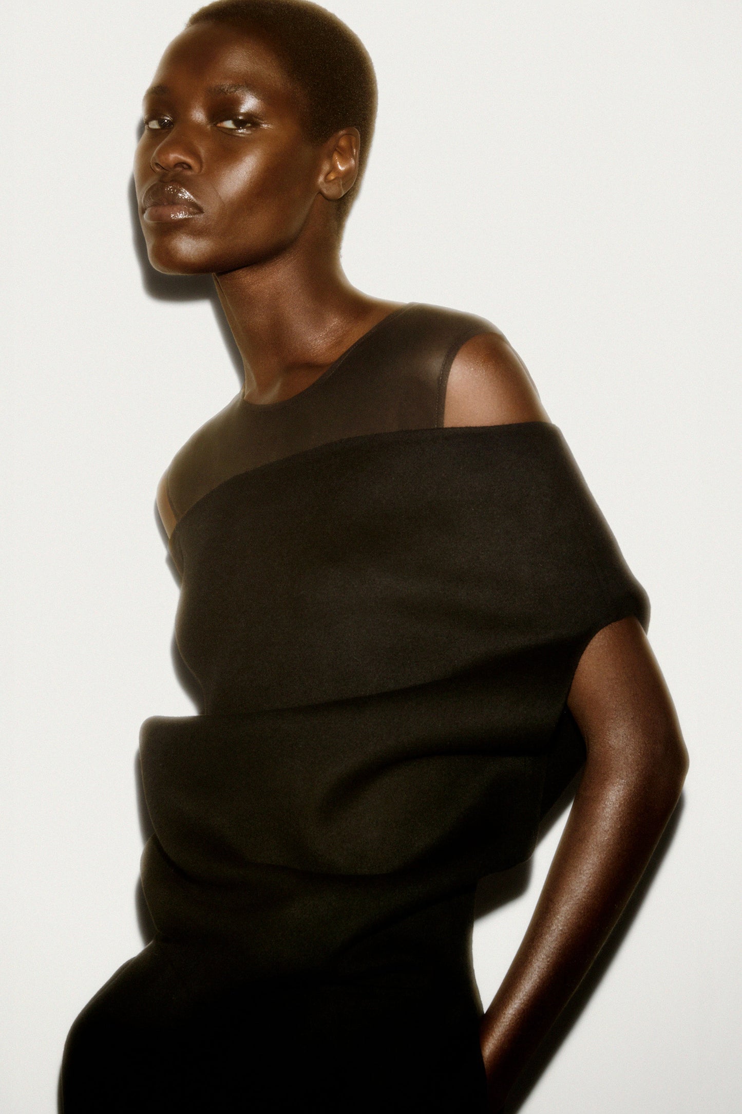 Off-The-Shoulder Wool-Silk Dress