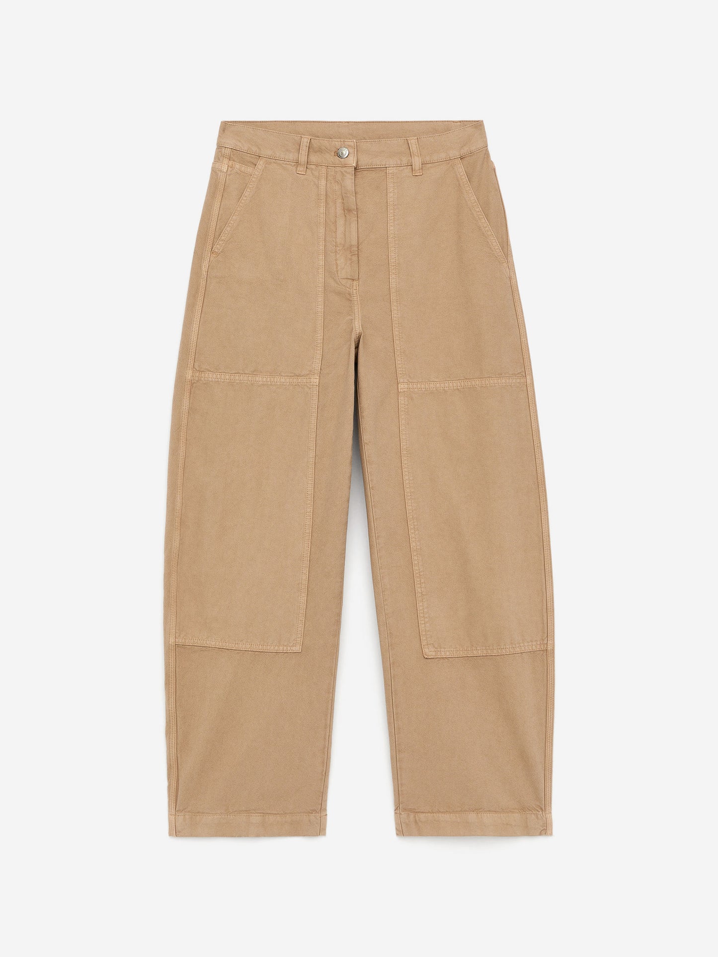 Barrel-Leg Cotton Trousers