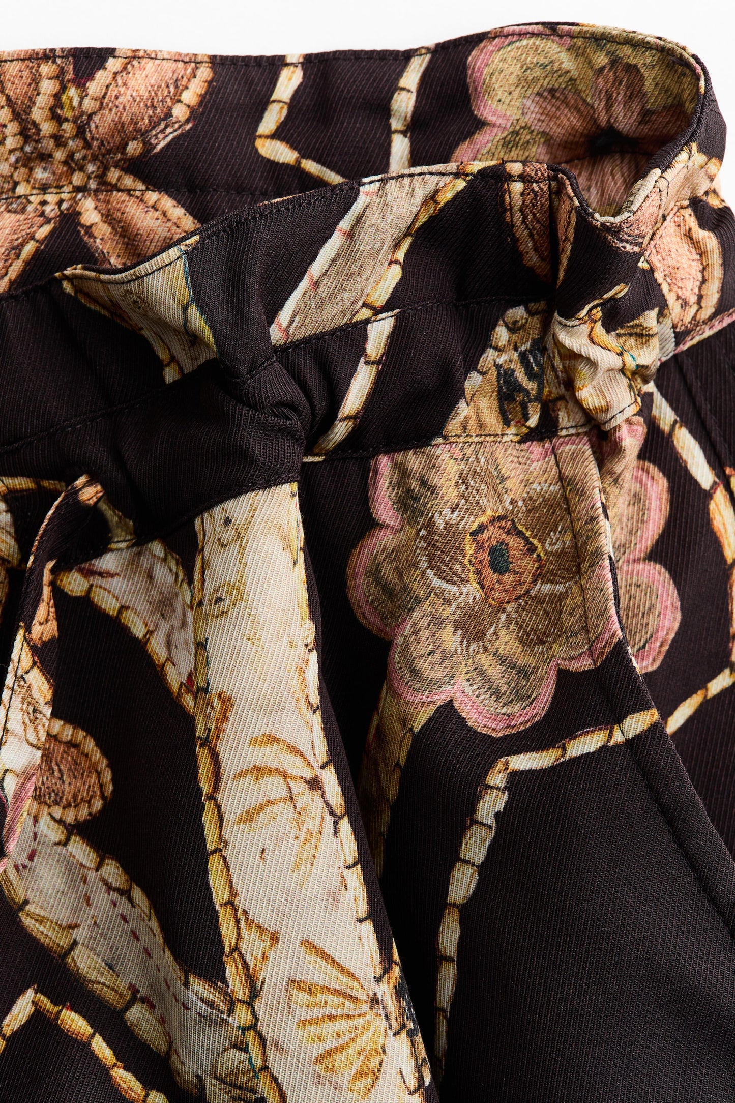 Floral-print twill trousers