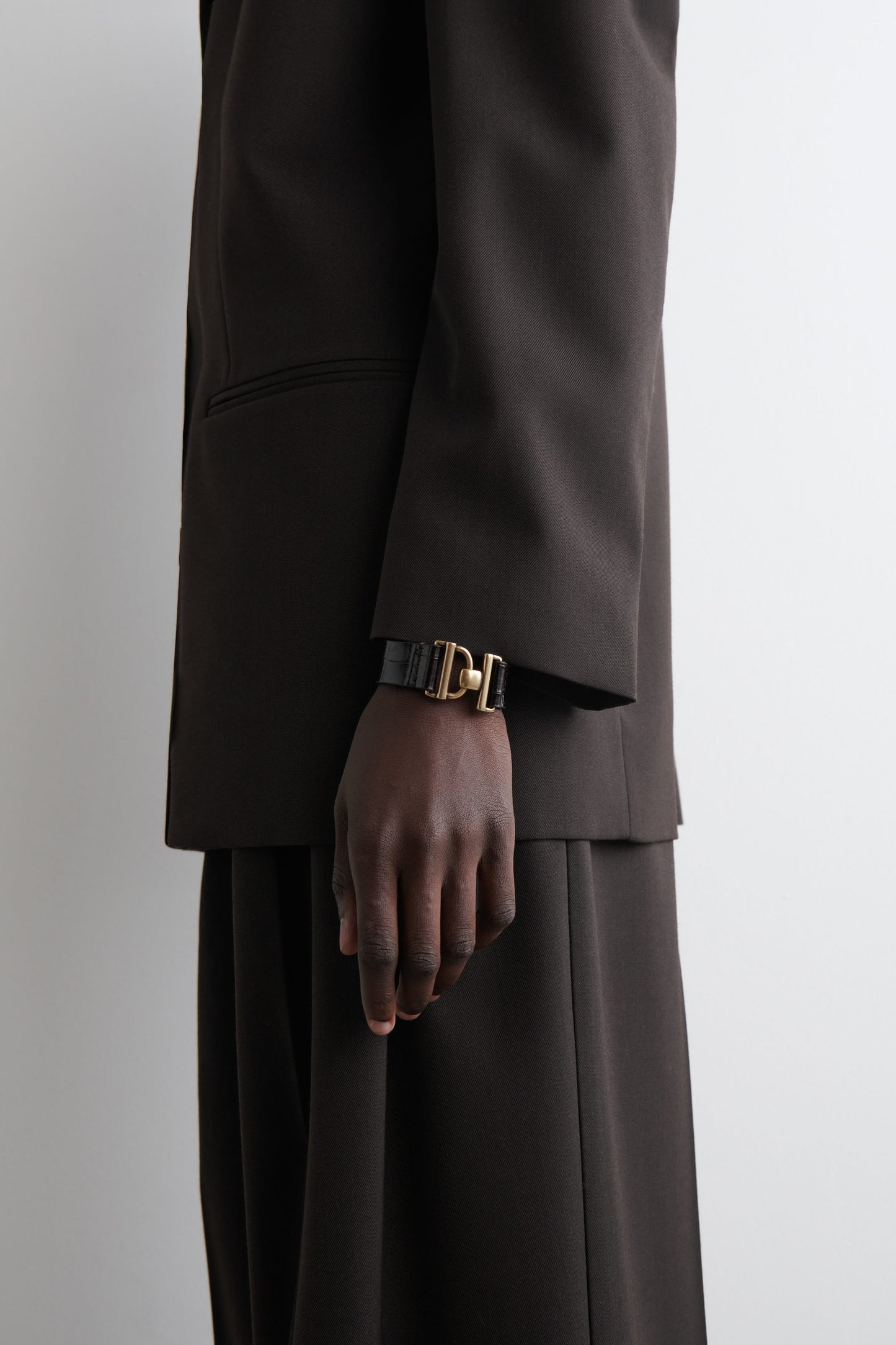 Croc-Effect Leather Bracelet