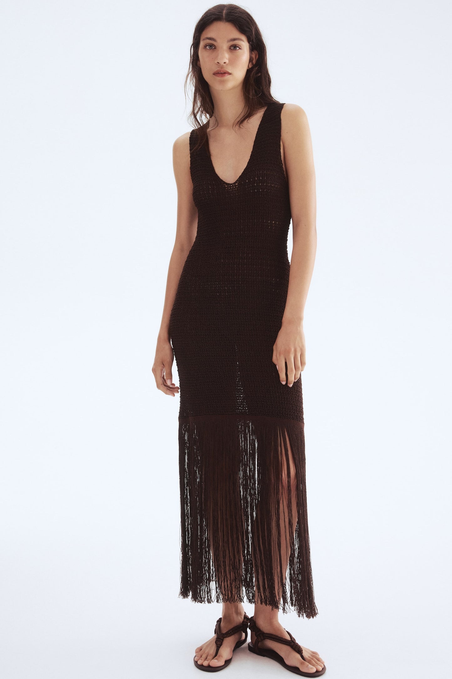 Fringed knitted dress