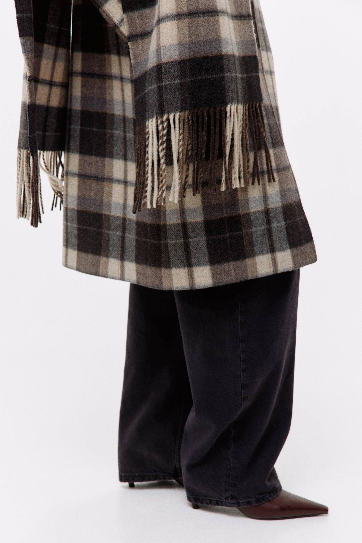 Scarf-detail wool-blend coat