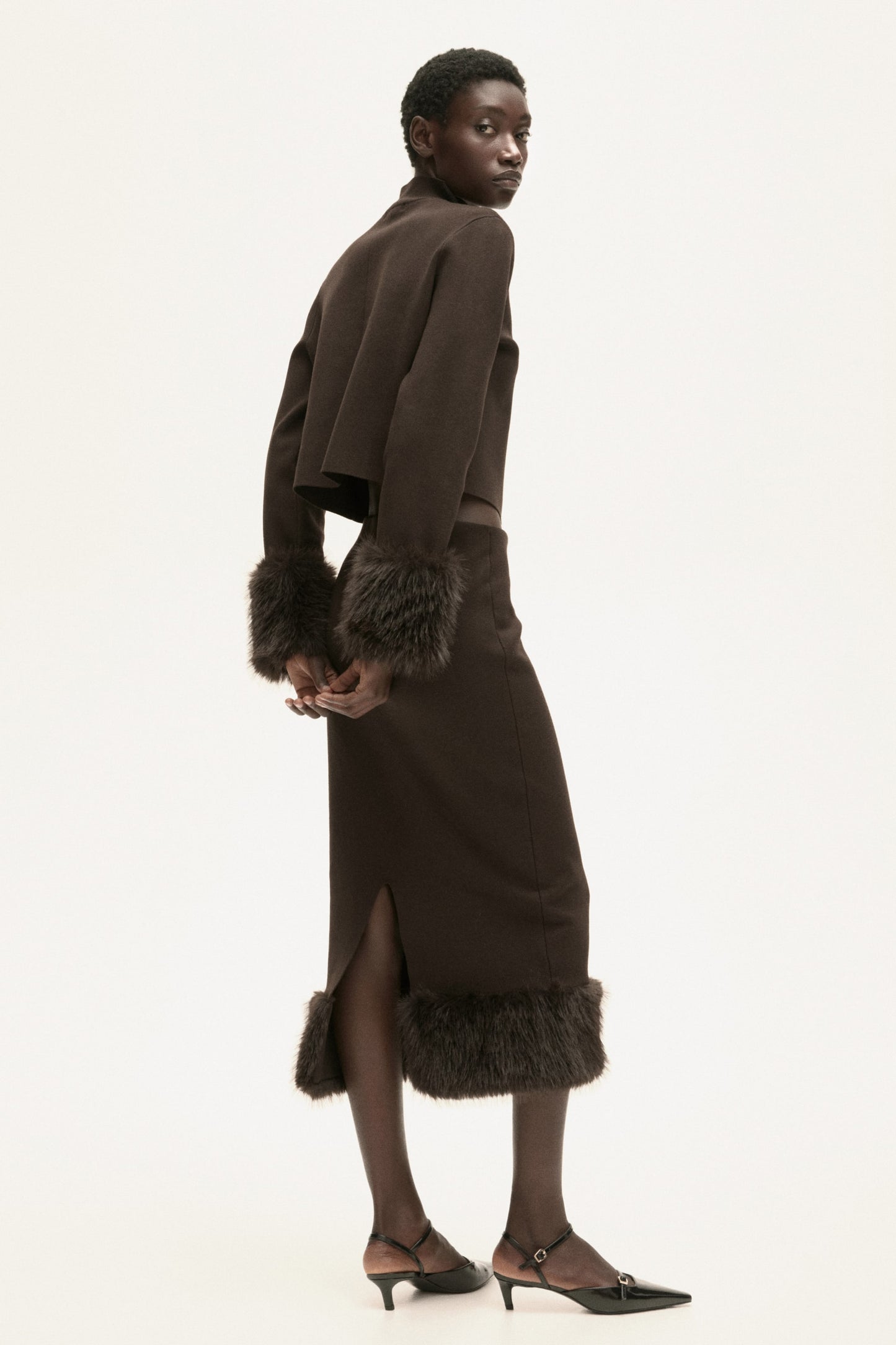 Fine-knit turtleneck top