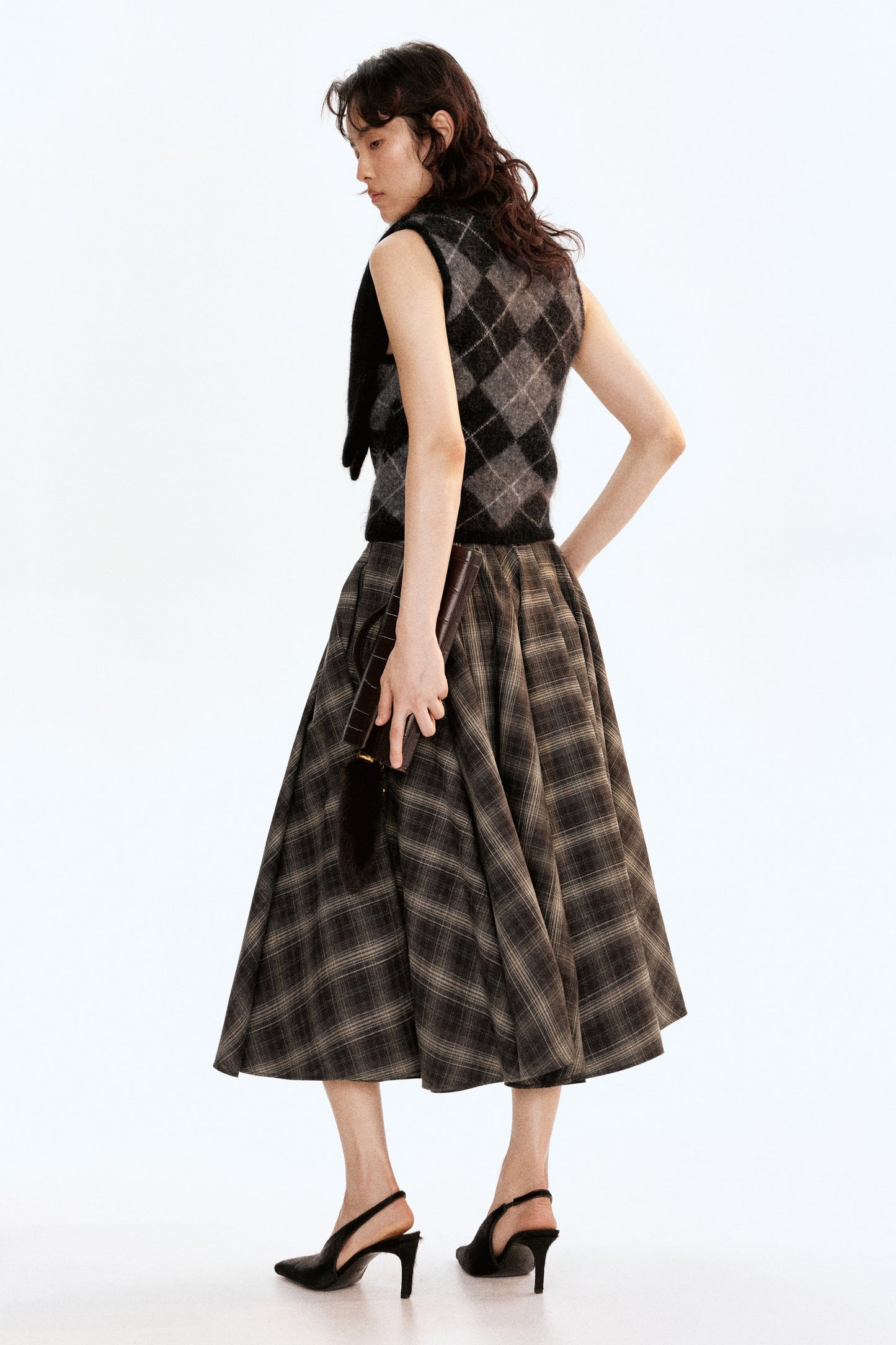 Mohair-blend scarf-collar top
