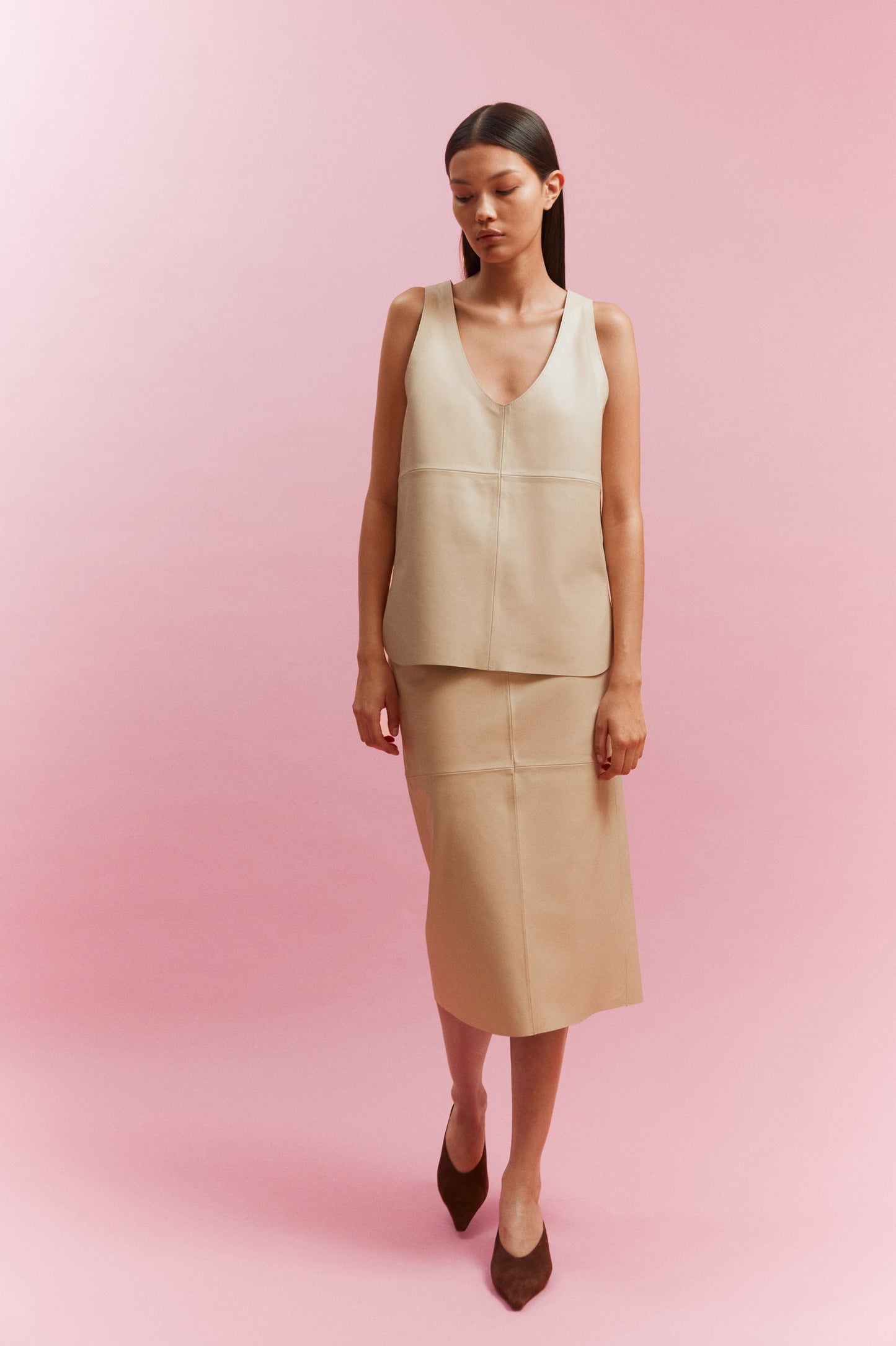 Leather pencil skirt
