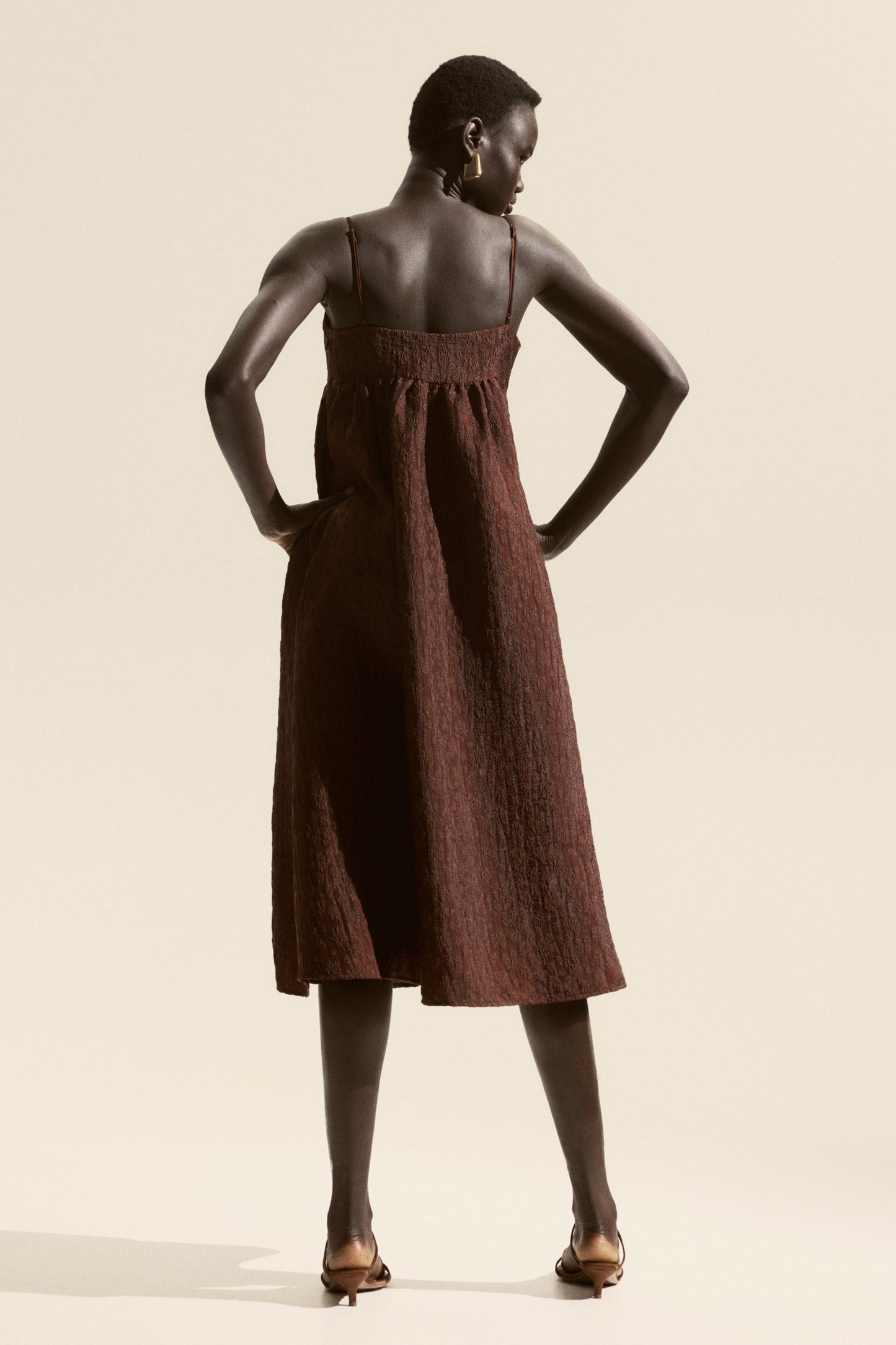 Jacquard-weave strappy dress