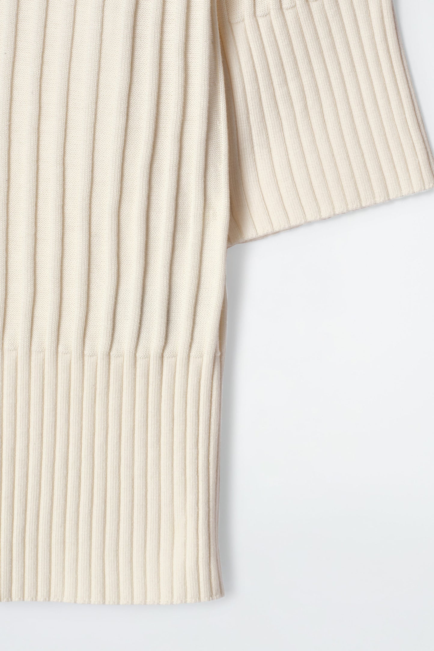 Rib-knit silk polo top