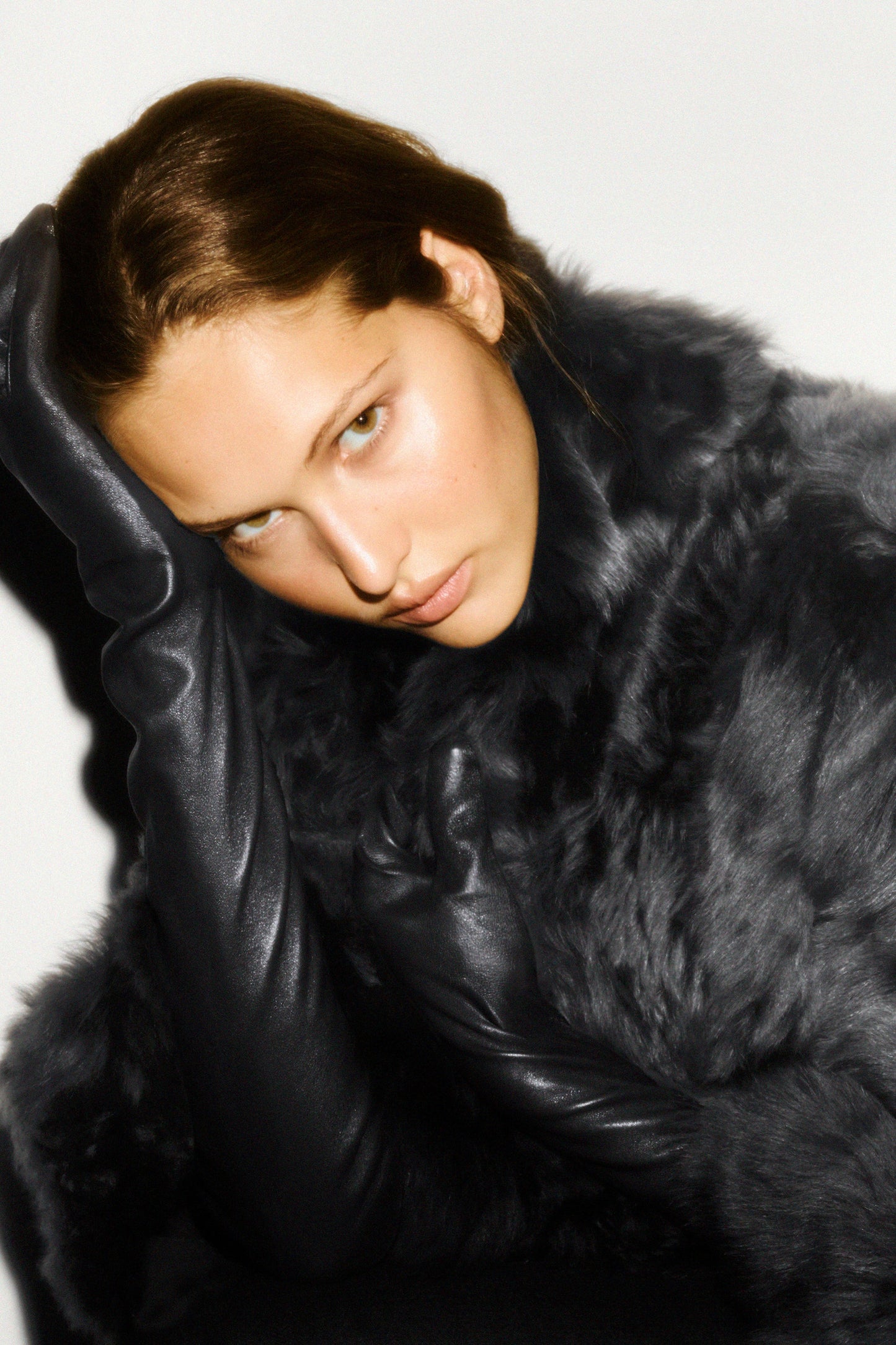 Funnel-Neck Shearling Jacket