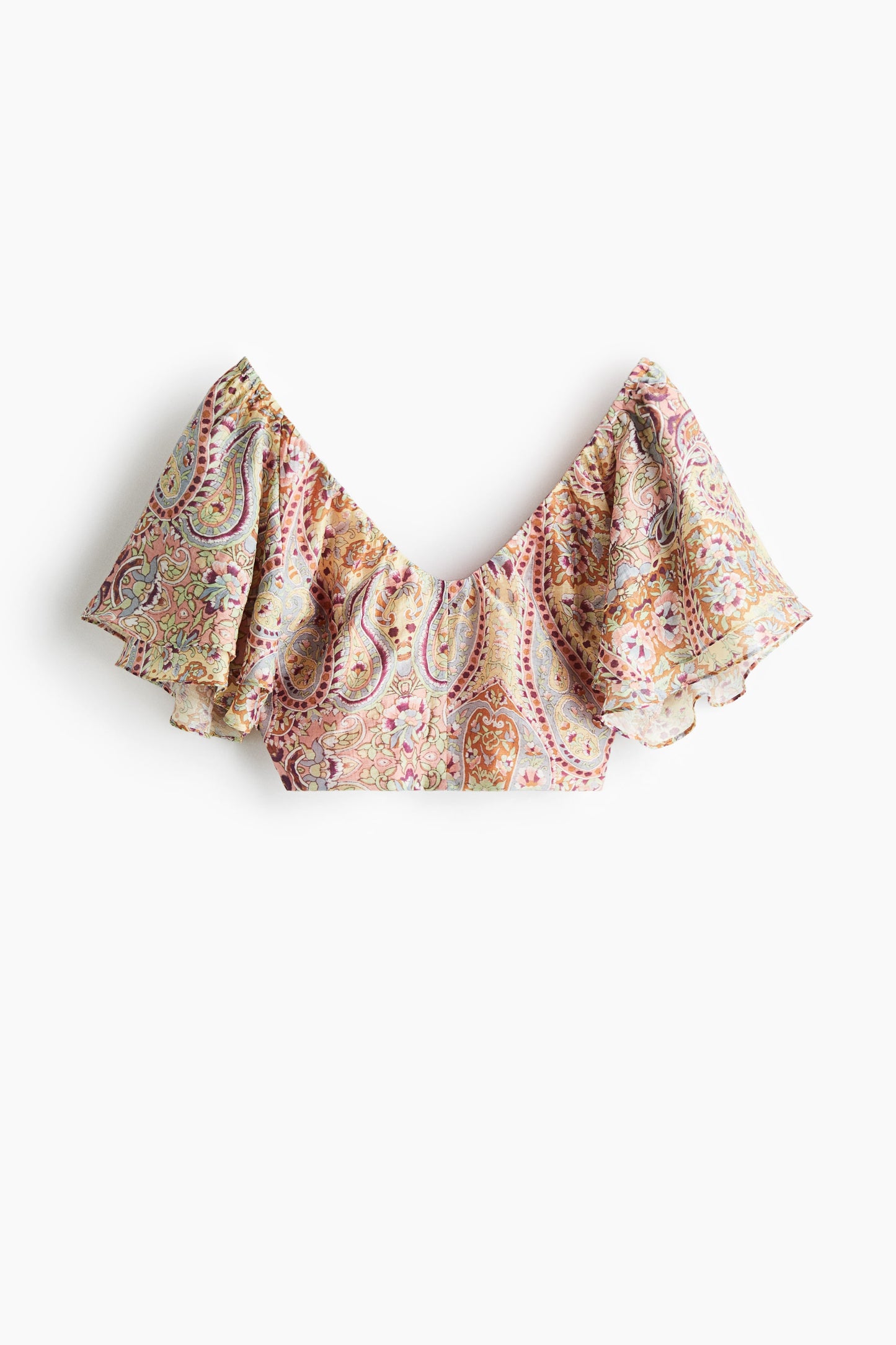 Cropped linen-blend top