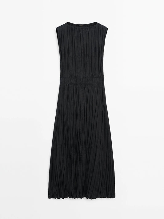 Pleated black dress