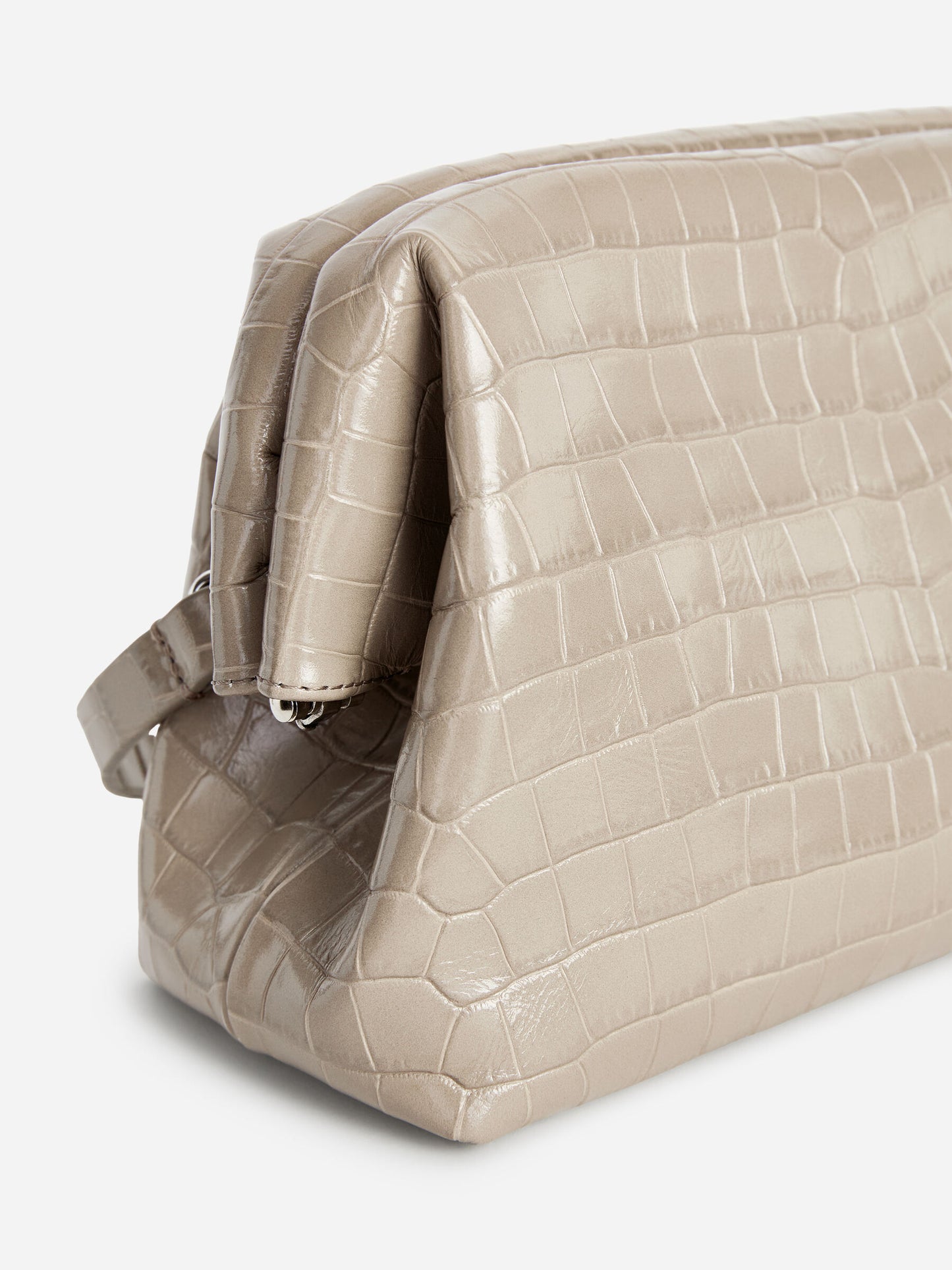 Croco-Embossed Leather Clutch