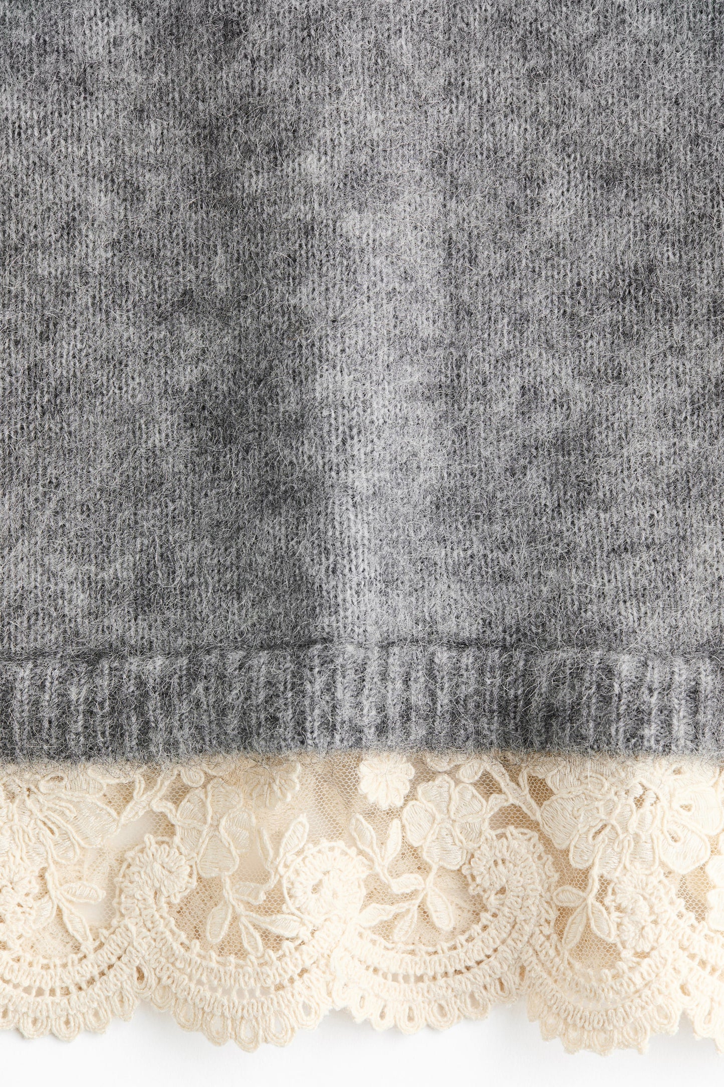 Lace-trimmed mohair-blend jumper