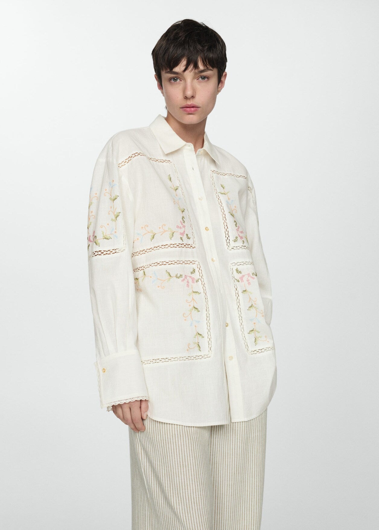 Oversized shirt with embroidered detail