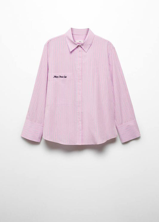 Embroidered logo striped shirt