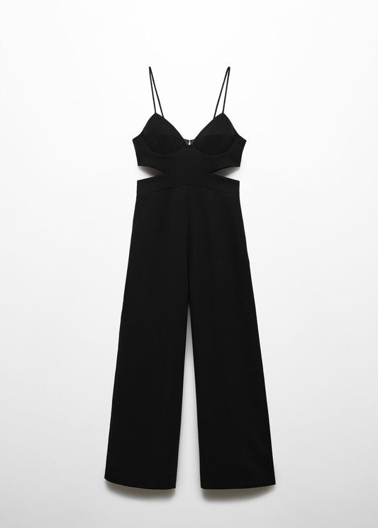 Strap jumpsuit with side slits