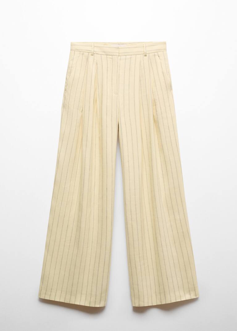 Striped linen-blend trousers