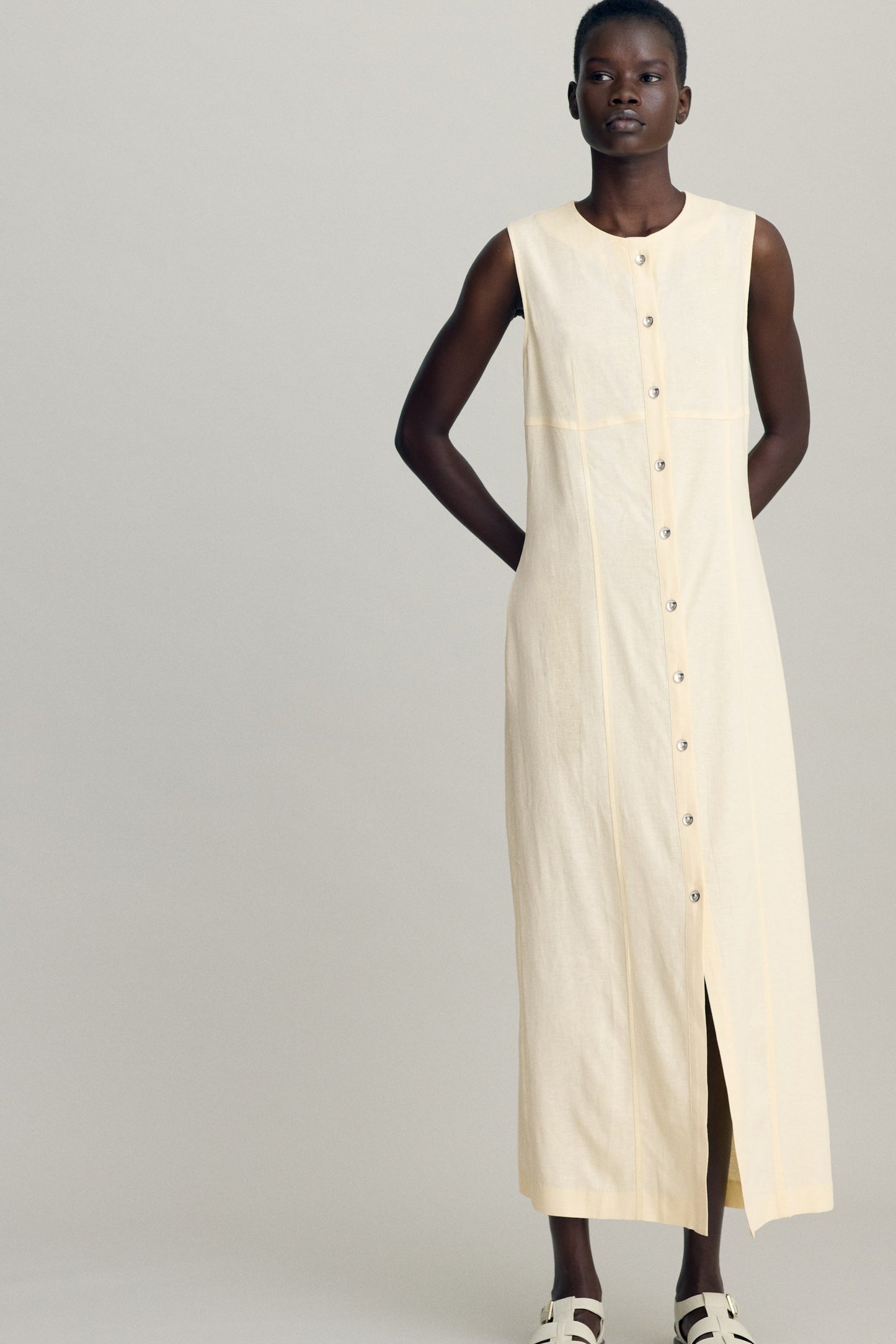 Linen-blend dress