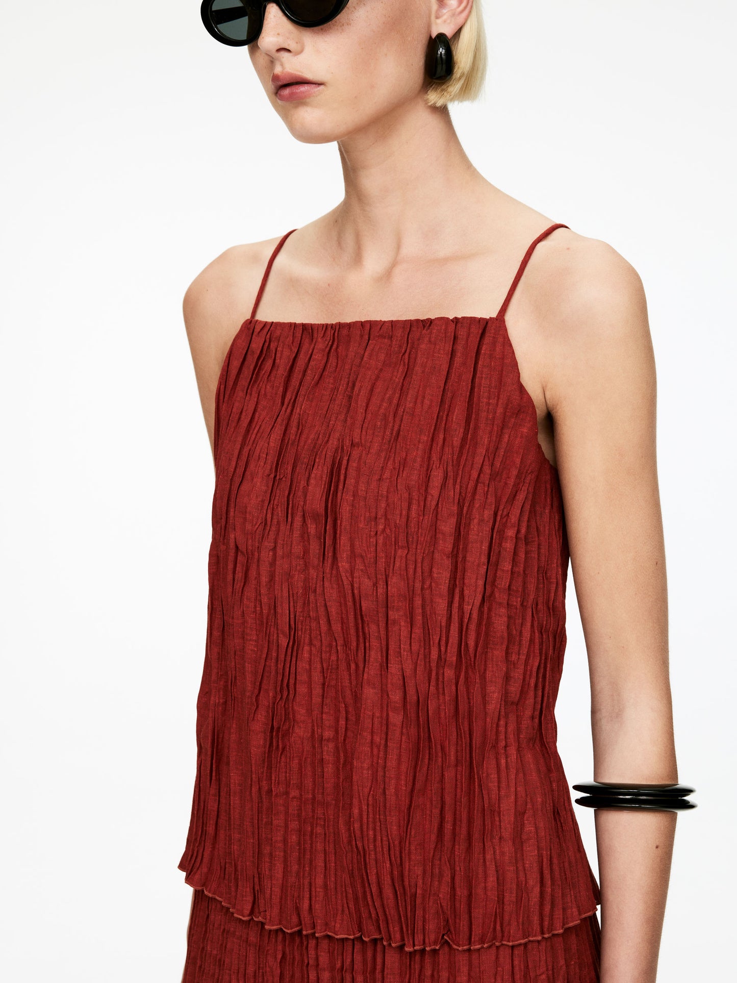 Crinkled Strap Top