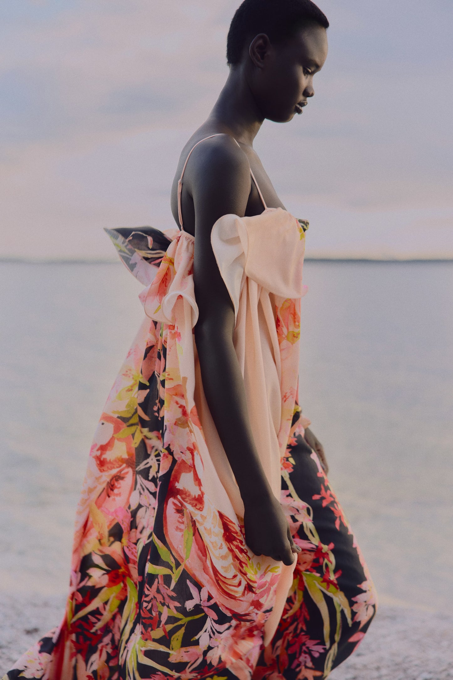 Flounce-trimmed strappy dress