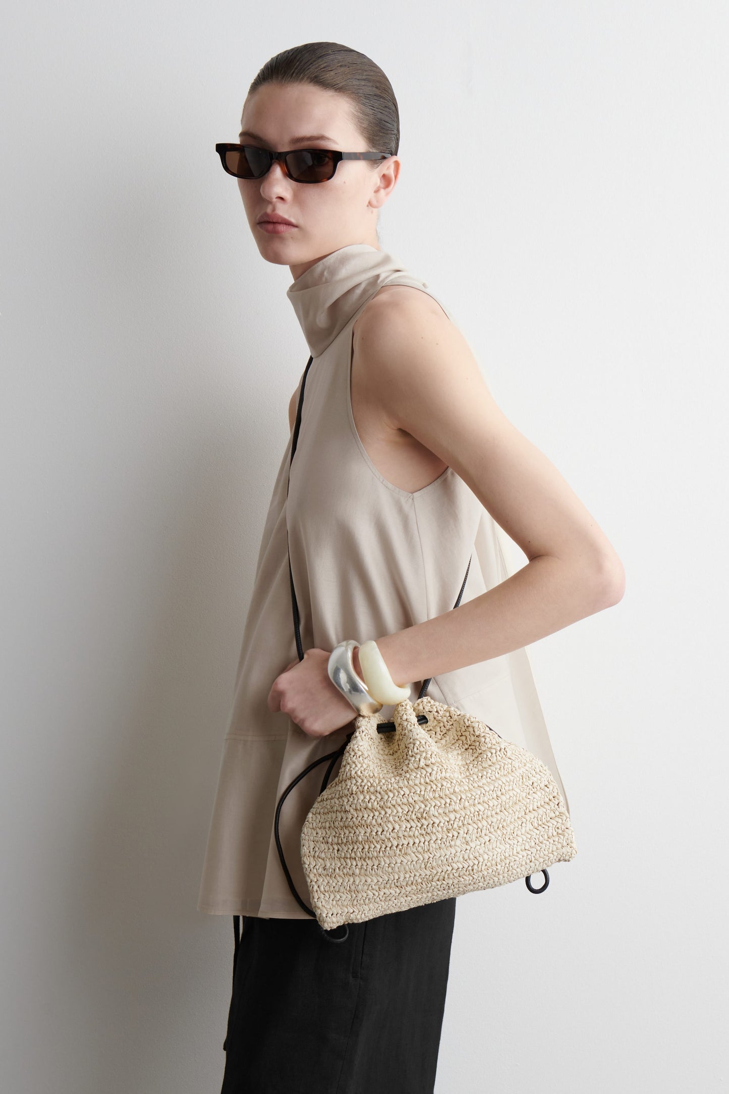 Mini Cavatelli Straw Clutch Bag