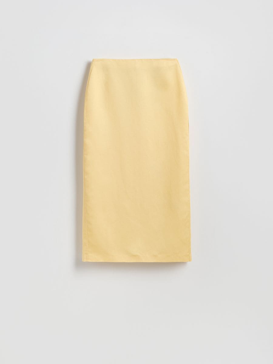 Linen blend midi skirt