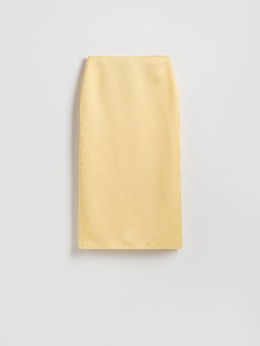 Linen blend midi skirt