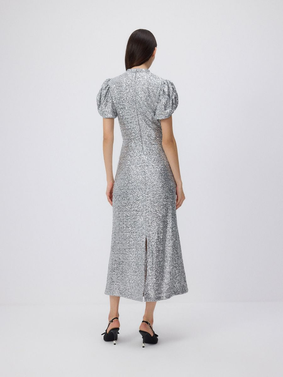 Sequin dress with puff sleeves