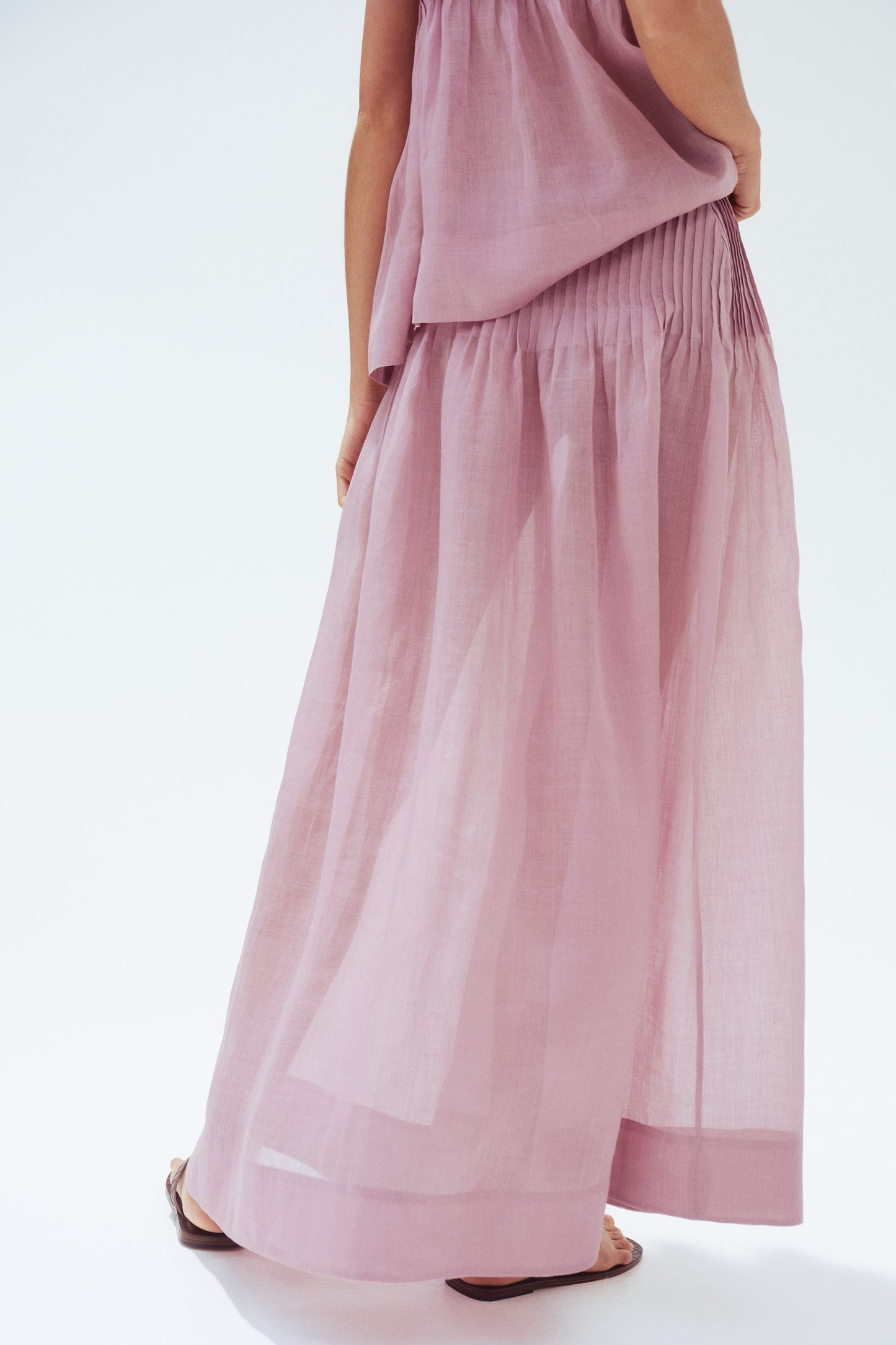 Pintucked ramie skirt
