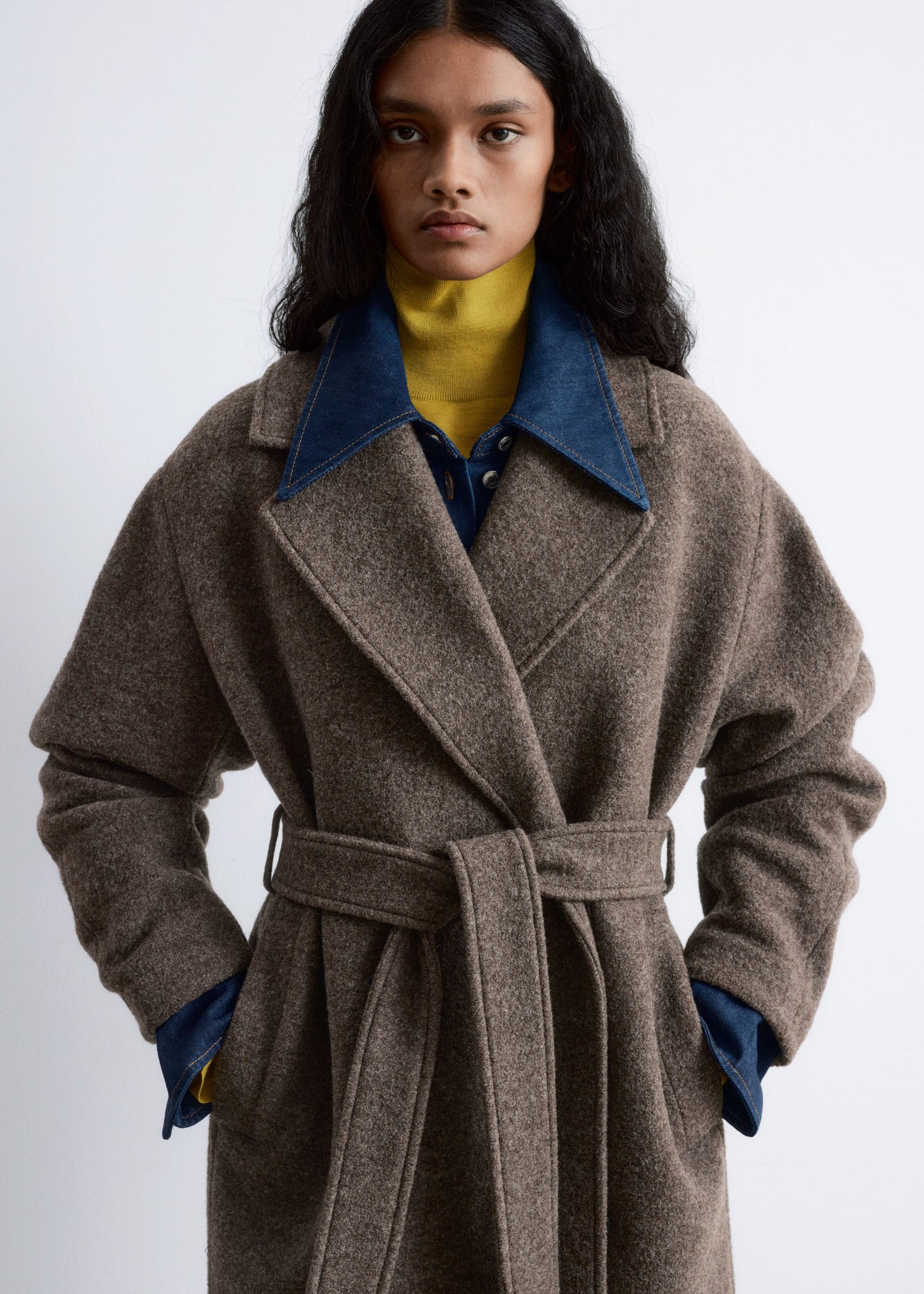 Voluminous Belted Wool Coat