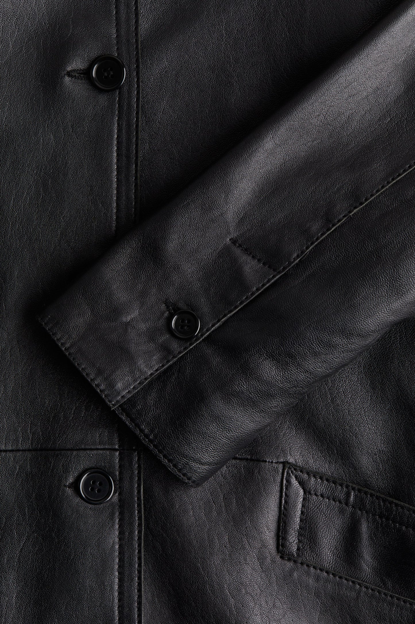 Collared leather jacket