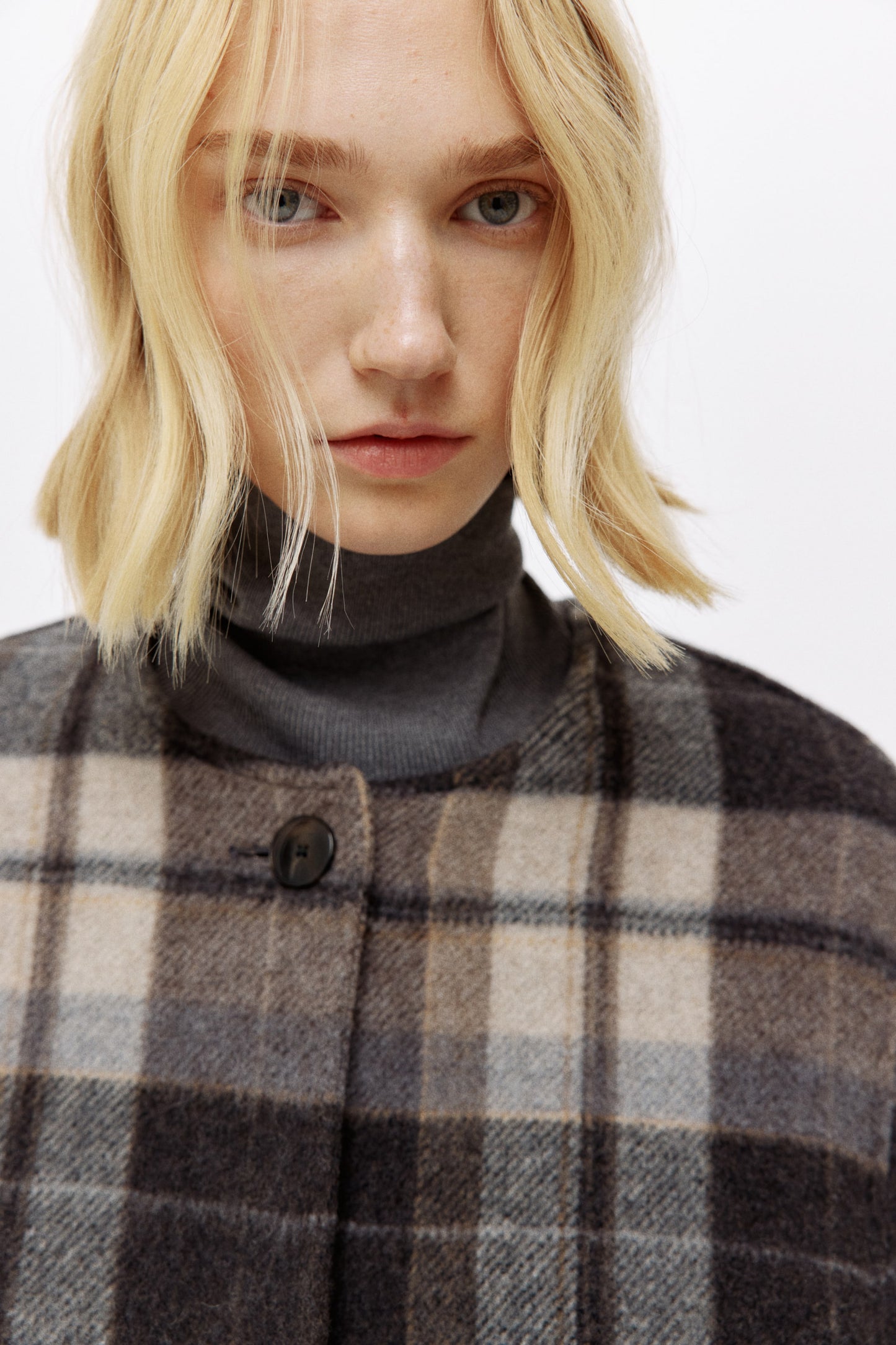 Scarf-detail wool-blend coat