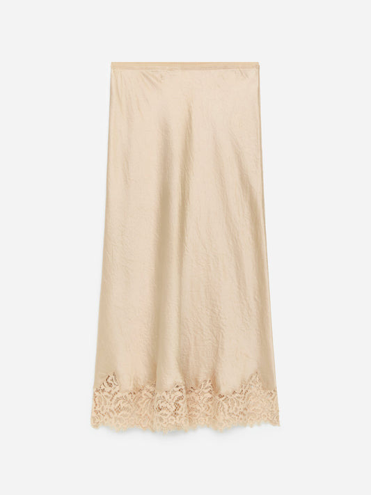 Lace-Detail Satin Skirt