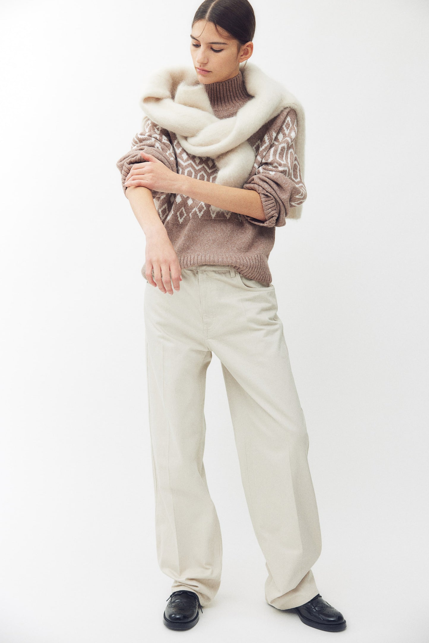 Jacquard-knit turtleneck jumper