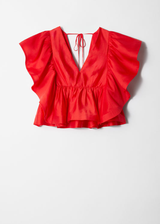 Ruffle V-Neck Blouse