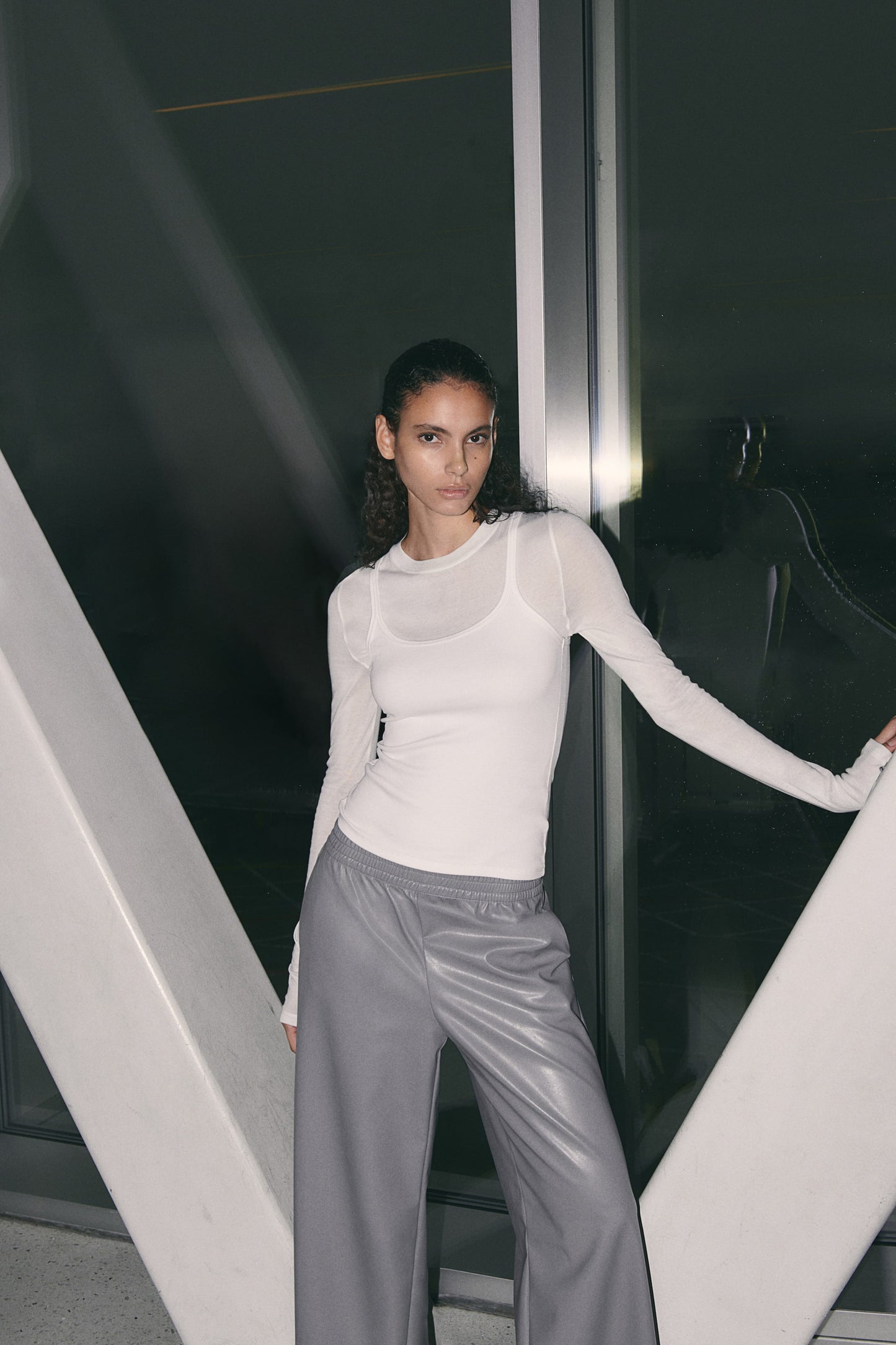 Wide coated joggers