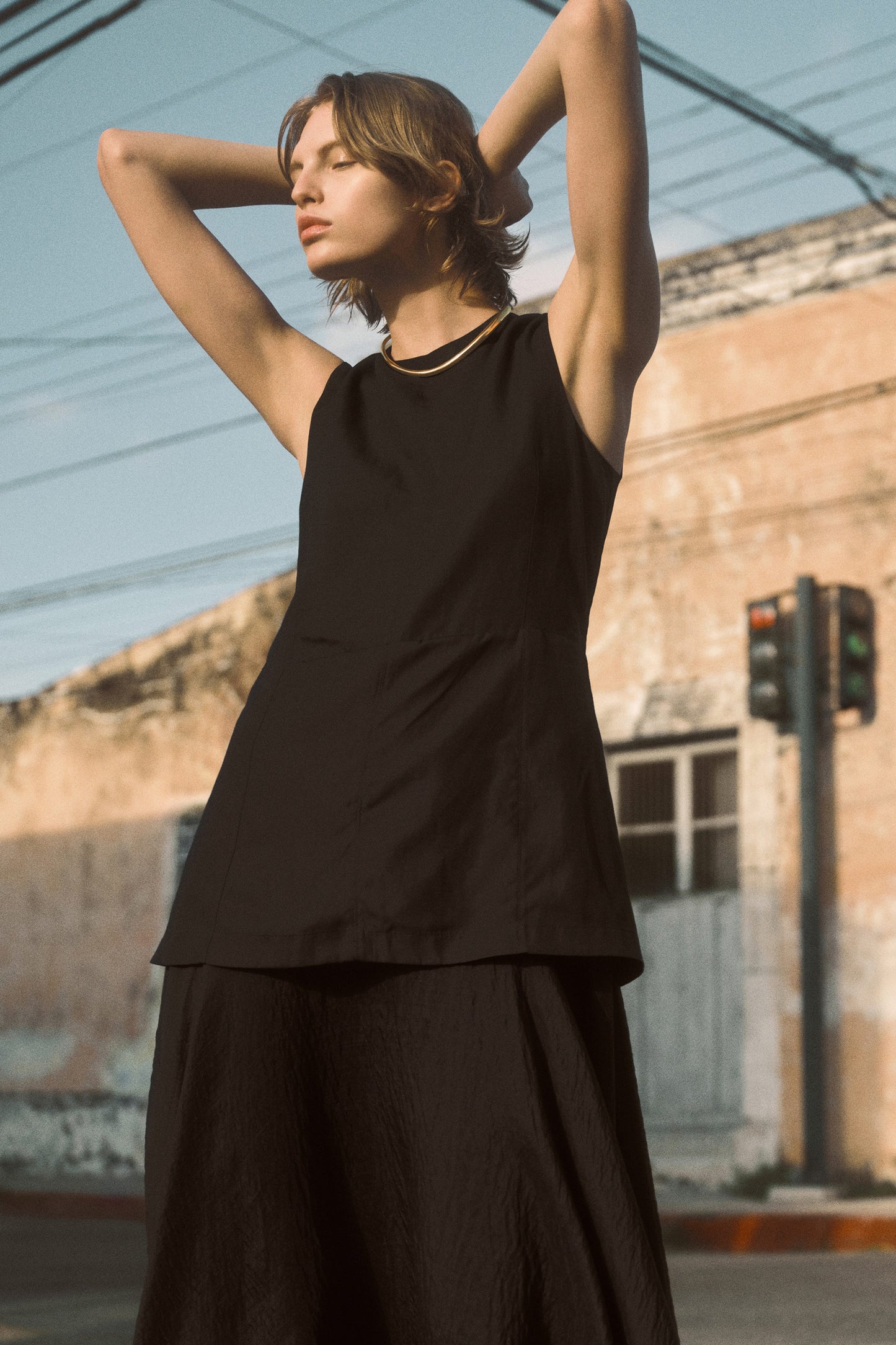 Layered Peplum Midi Dress