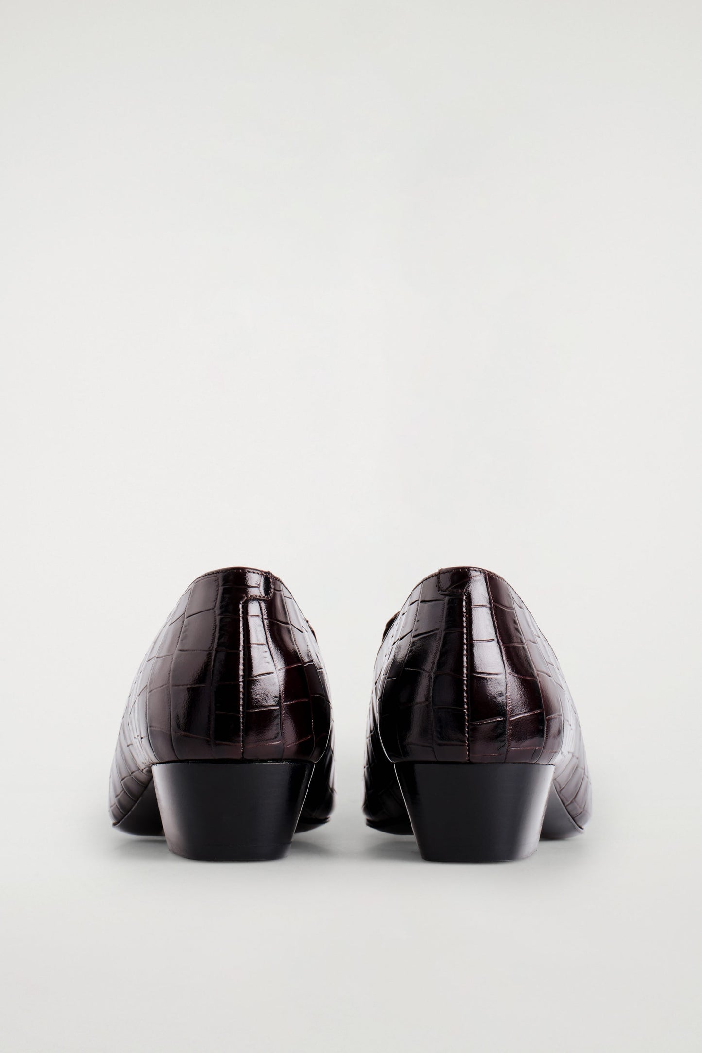 Croc-Effect Leather Heeled Loafers