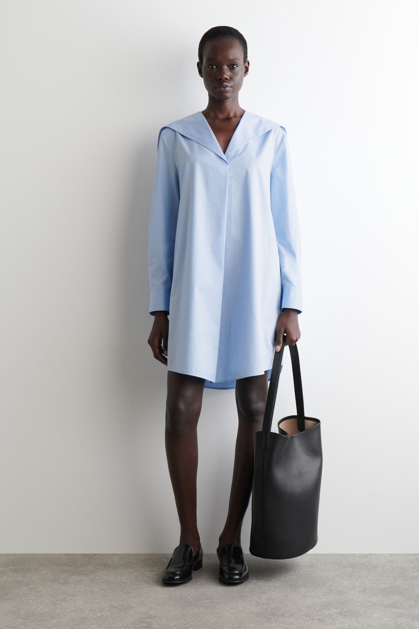 Sailor-Collar Cotton Mini Dress