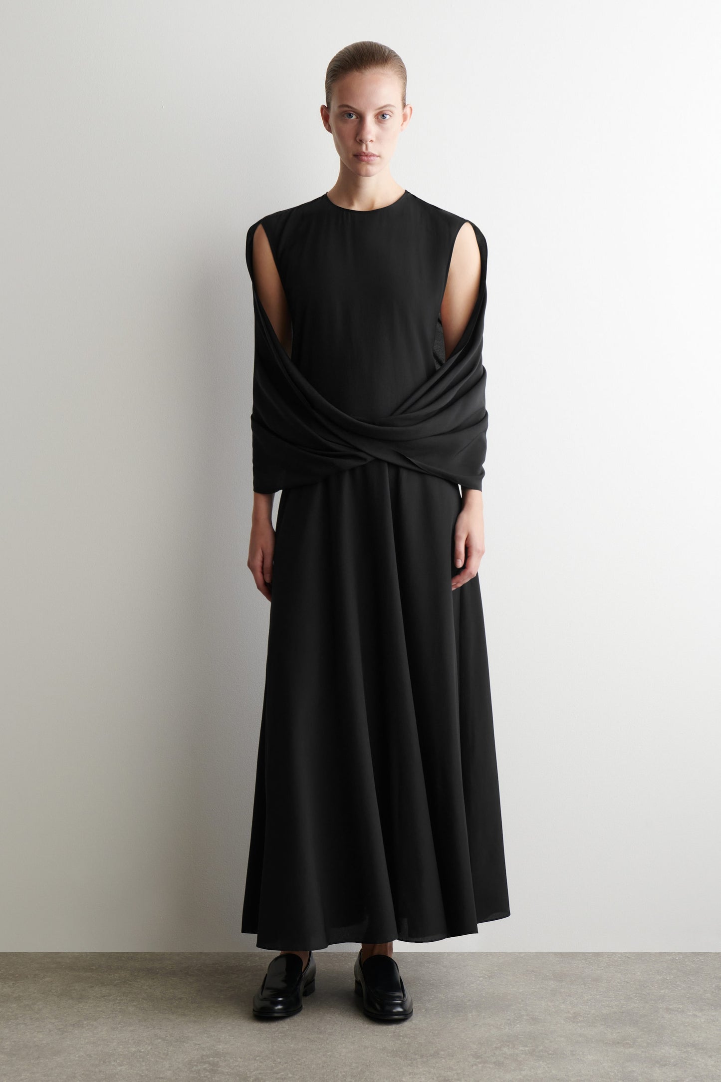 Draped Silk Maxi Dress